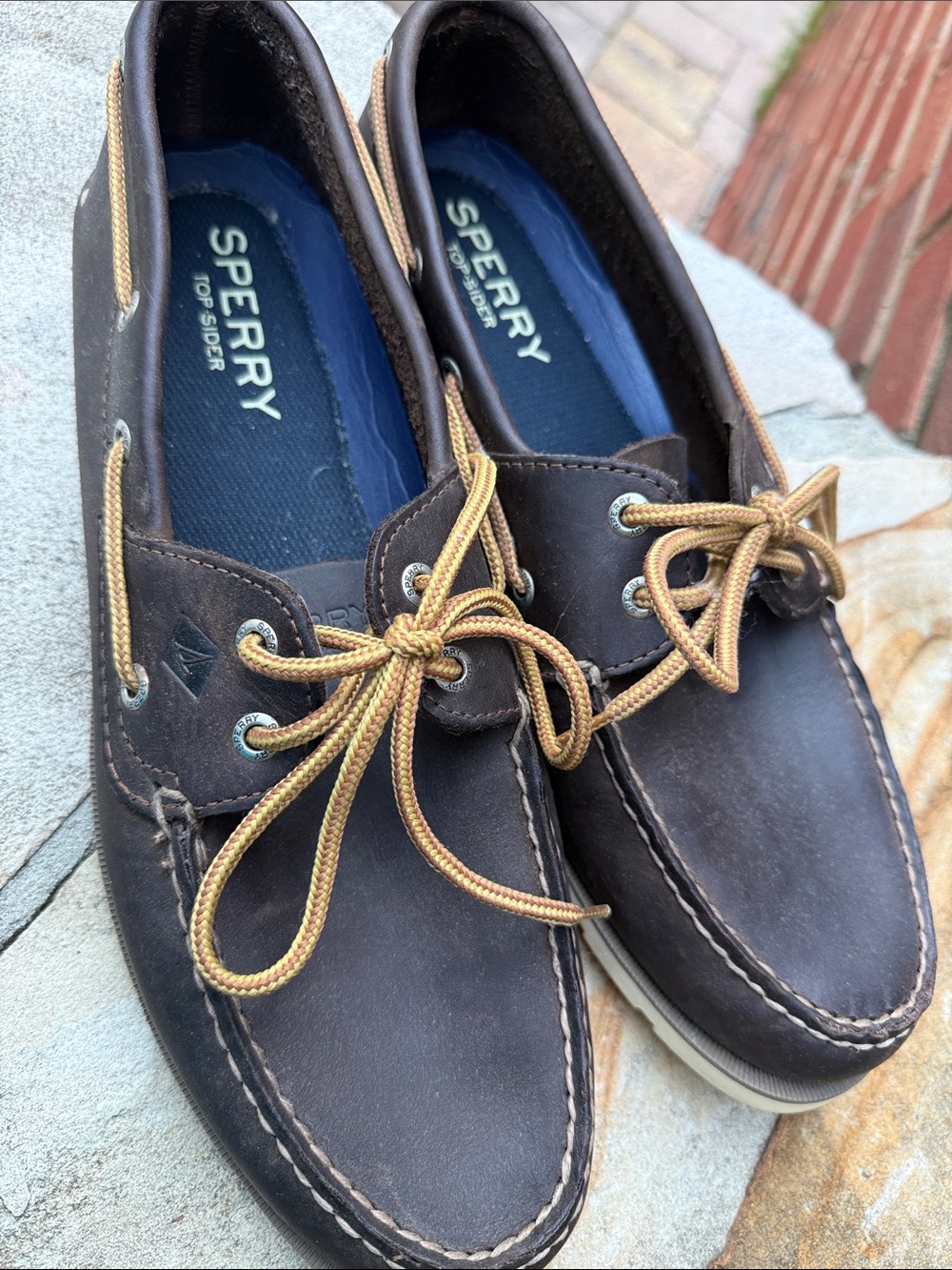 Sperry Dark Brown Leather 2-Eye Boat Shoes with Tan Laces - Picture 8 of 8